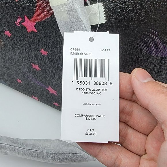 Coach Gallery Tote with Disco Star Print C7668 Black Multi - Picture 7 of 7